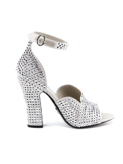 Shop Prada Sandal Cristal T.105 In Argento