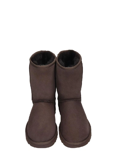 Shop Ugg Classic Short Low Heels Ankle Boots In Brown Suede