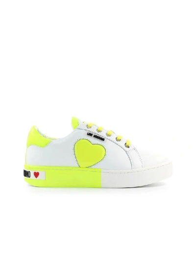 Shop Love Moschino White Yellow Sneaker In Bianco/giallo (white)