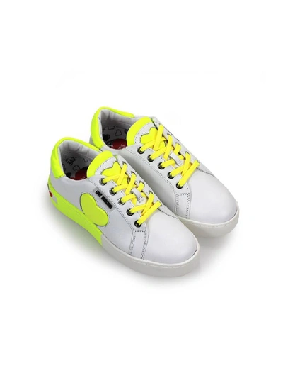 Shop Love Moschino White Yellow Sneaker In Bianco/giallo (white)
