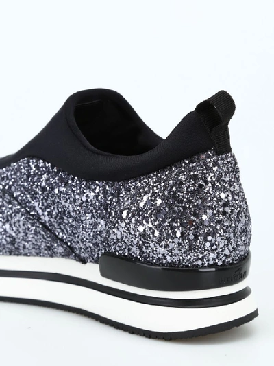 Shop Hogan H222 Scuba And Metallic Glitter Slip-ons