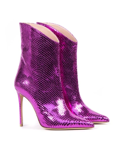 Shop Aldo Castagna Fuchsia Printed Leather Ankle Boots