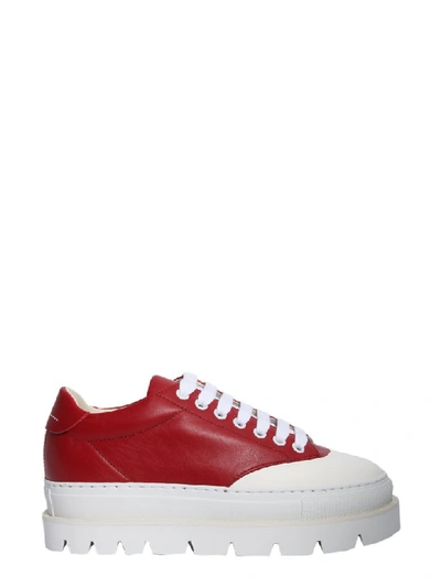 Shop Mm6 Maison Margiela Sneakers With Oversize Rubber Sole In Rosso