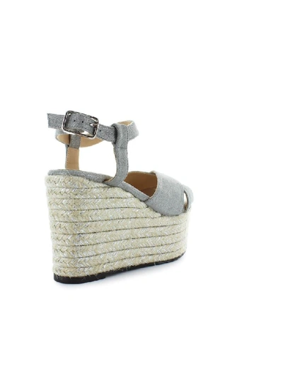 Shop Castaã±er Espino Silver Wedge Sandal In Argento