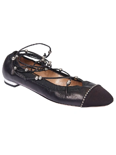 Shop Aquazzura Mystique Bead Lace Ballerinas In Black