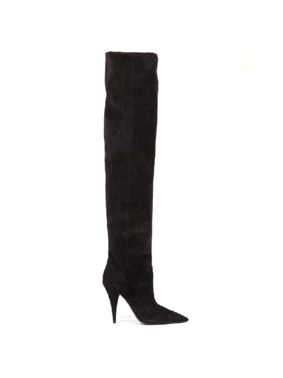 Shop Saint Laurent Kiki Black Suede Boot