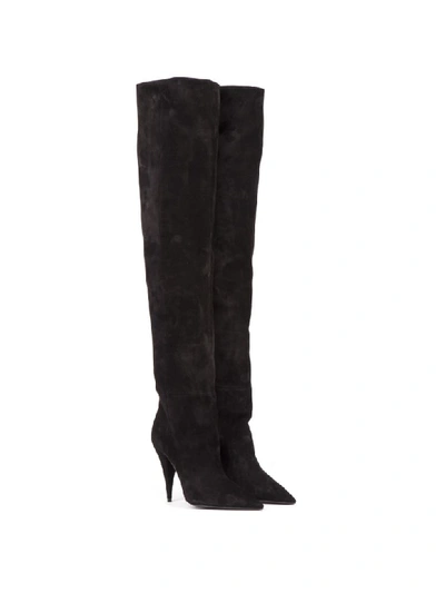 Shop Saint Laurent Kiki Black Suede Boot