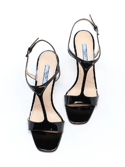 Shop Prada Sandal Patent In Nero