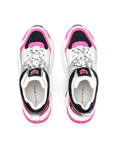 Shop Naked Wolfe Track Fuchsia Leather And Fabric Sneaker In Multicolor