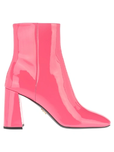 Shop Prada Patent Leather Ankle Boots In Fuchsia