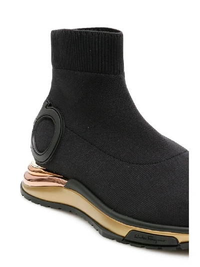 Shop Ferragamo Gardena Sock Sneakers In Nero (black)