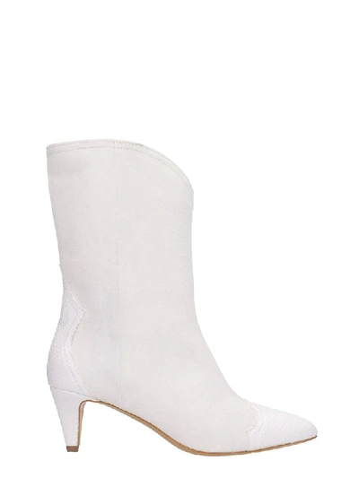 Shop The Seller High Heels Ankle Boots In White Suede And Leather
