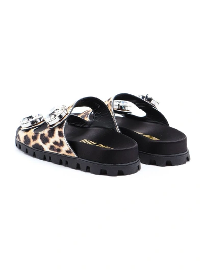 Shop Miu Miu Sandal Leo Print In Avorio