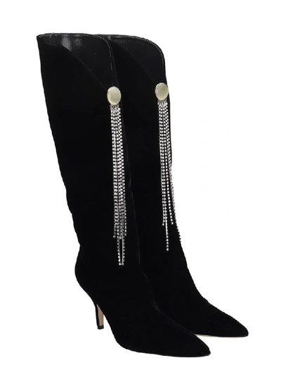 Shop Magda Butrym England High Heels Boots In Black Velvet