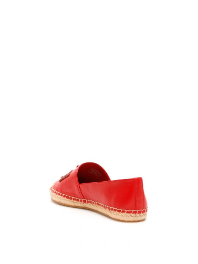 Shop Tory Burch Ines Leather Espadrilles In Brilliant Red (red)