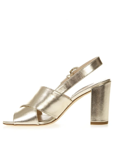 Shop Tod's Gold Leather High Sandals In Oro