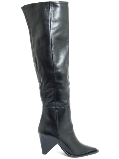 Shop Aldo Castagna Black Leather Desi High Boots In Nero