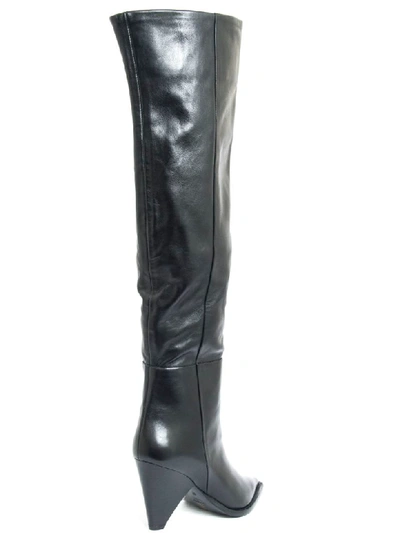 Shop Aldo Castagna Black Leather Desi High Boots In Nero