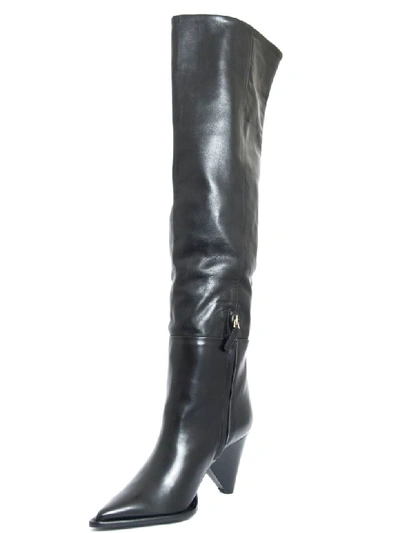 Shop Aldo Castagna Black Leather Desi High Boots In Nero