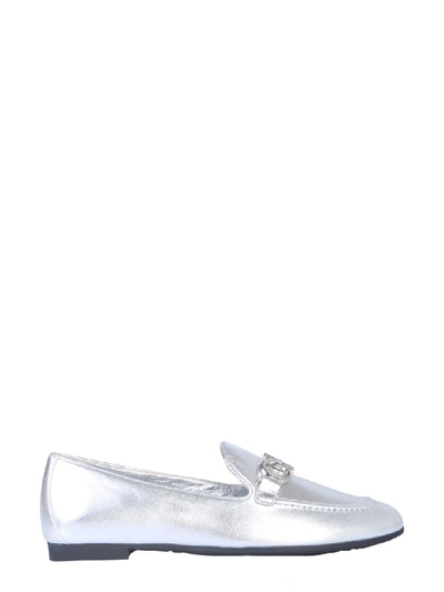 Shop Ferragamo Gancini Loafers In Argento