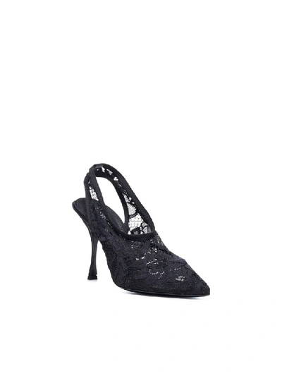 Shop Dolce & Gabbana Lace Slingback In Nero