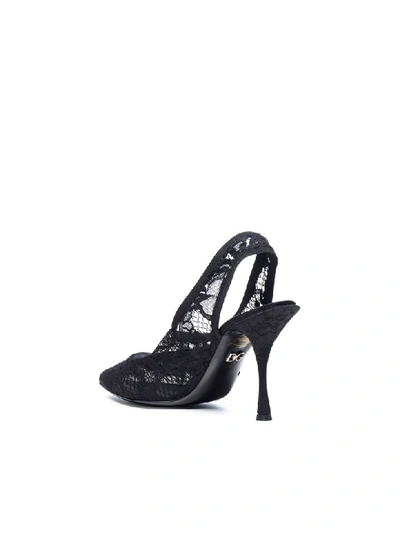 Shop Dolce & Gabbana Lace Slingback In Nero