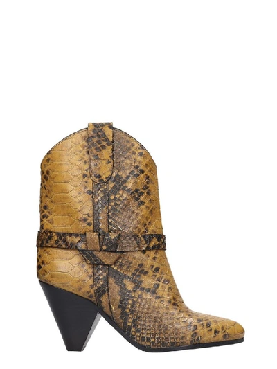Shop Isabel Marant Deane High Heels Ankle Boots In Yellow Leather
