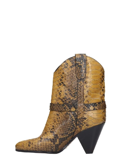 Shop Isabel Marant Deane High Heels Ankle Boots In Yellow Leather