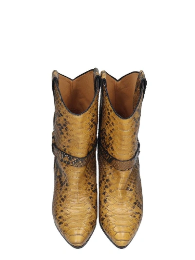 Shop Isabel Marant Deane High Heels Ankle Boots In Yellow Leather