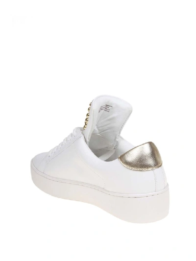 Shop Michael Kors Mindy Sneakers In White Color Leather In Pale Gold