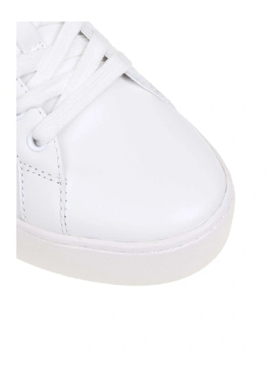 Shop Michael Kors Mindy Sneakers In White Color Leather In Pale Gold