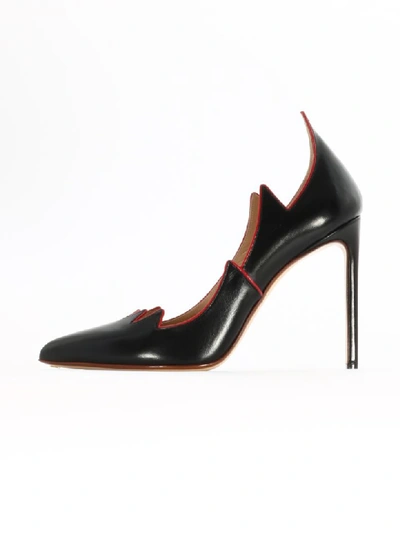 Shop Francesco Russo Black Leather Flame Pump In Black/red