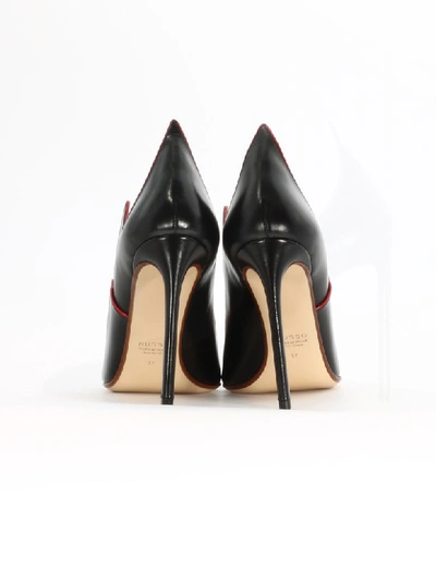 Shop Francesco Russo Black Leather Flame Pump In Black/red