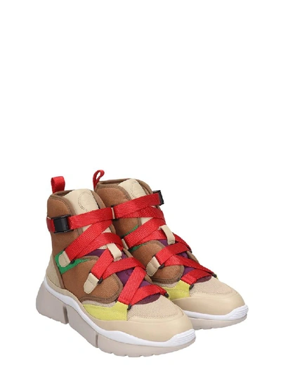 Shop Chloé Sonnie High Sneakers In Leather Color Tech/synthetic