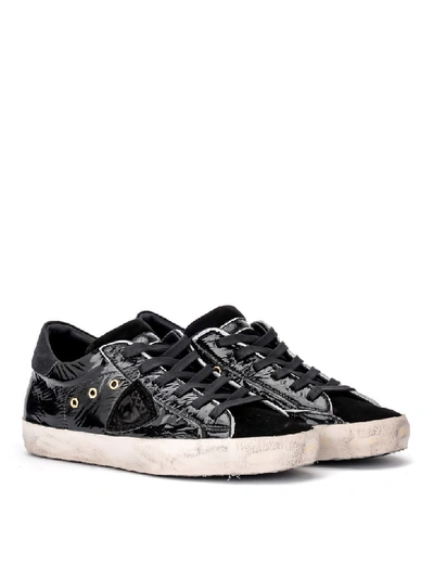 Shop Philippe Model Paris Sneaker In Black Leather With Suede In Nero