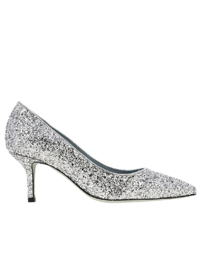 Shop Chiara Ferragni Pumps In Glitter Fabric In Silver