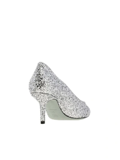 Shop Chiara Ferragni Pumps In Glitter Fabric In Silver