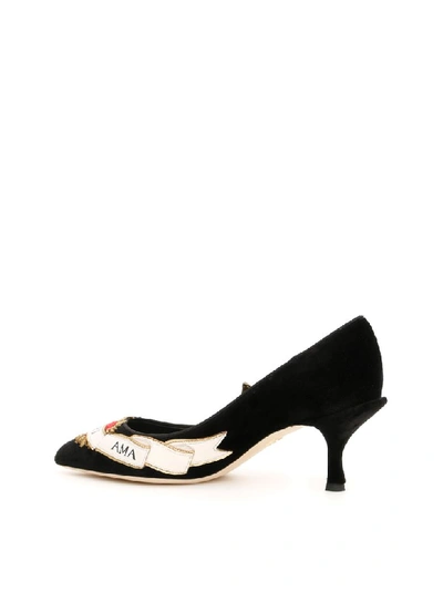 Shop Dolce & Gabbana Velvet Lori Pumps In Nero Nero (black)