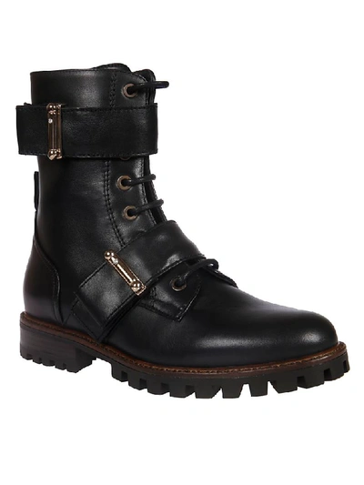 Shop Anna Baiguera Annabkl Strapped Laced-up Boots In Calf Black