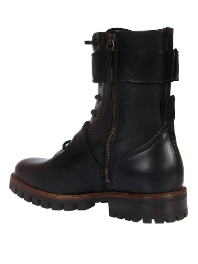 Shop Anna Baiguera Annabkl Strapped Laced-up Boots In Calf Black