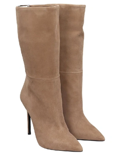 Shop Greymer High Heels Ankle Boots In Beige Suede