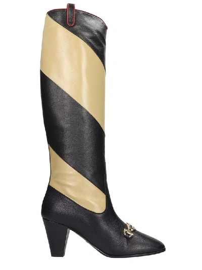 Shop Gucci Zumi High Heels Boots In Black Leather