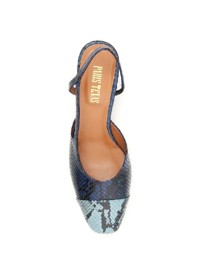 Shop Paris Texas Python-print Slingbacks In Jeans Navy (blue)