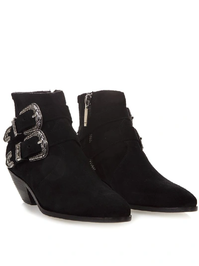 Shop Saint Laurent West Western Black Suede Ankle Boots