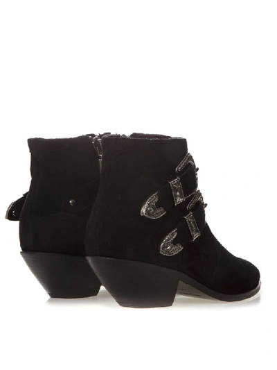 Shop Saint Laurent West Western Black Suede Ankle Boots