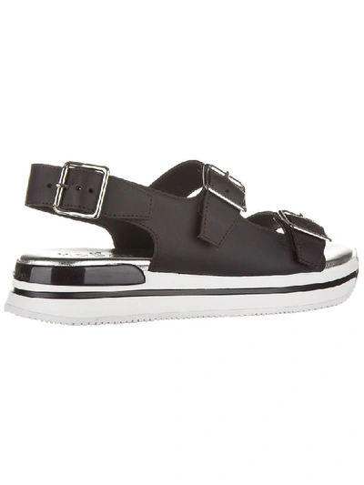 Shop Hogan H222 Wedge Sandals In Nero