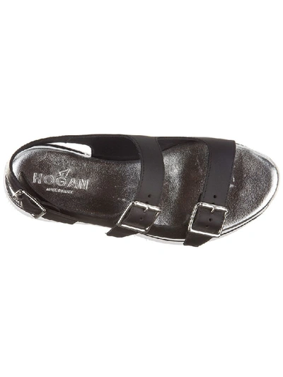 Shop Hogan H222 Wedge Sandals In Nero