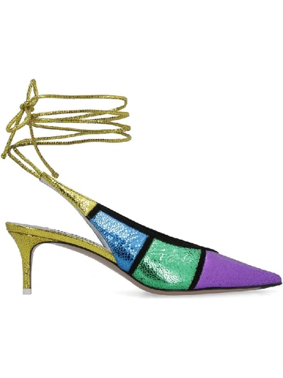 Shop Attico Leather Pointy-toe Slingback In Multicolor