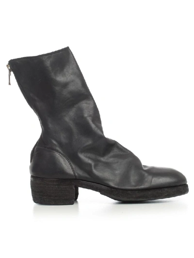 Shop Guidi Back Zip Mid Boots In Blkt Black