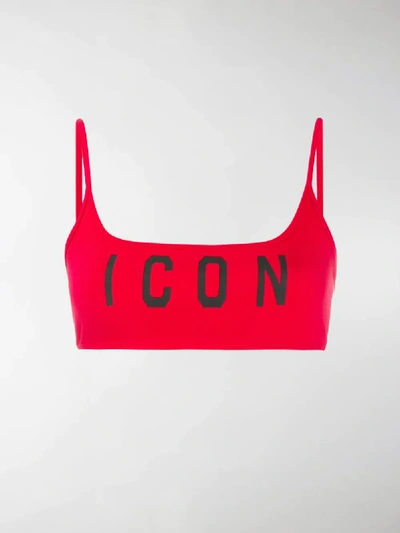 Shop Dsquared2 Icon Sports Bra In Red